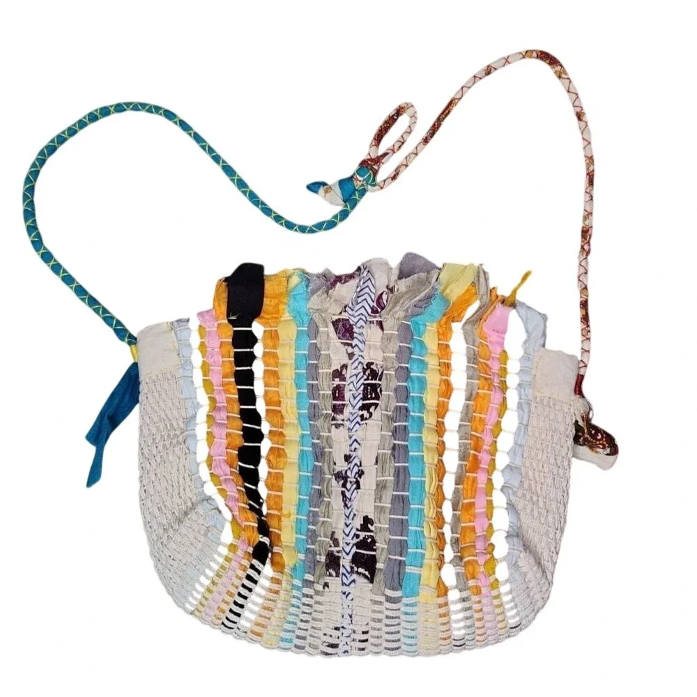 Boho Woven Rug Hobo Bag Colorful Boho‎ Chic Shoulder Bag Upcycled